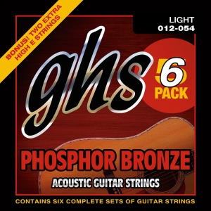 GHS akusztikus húr 5+1 szett - Foszfor-bronz, Light, 12-54