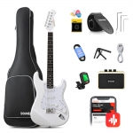 Donner Seeker Deluxe elektromos gitár szett erősítővel, fehér
